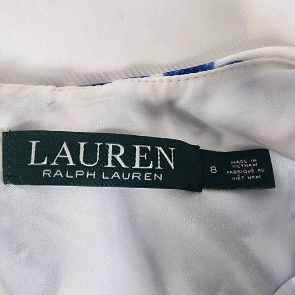 Lauren Ralph Lauren Sleeveless Floral Print Blue/white Sheath Dress Size 8 G13 - Picture 10 of 12